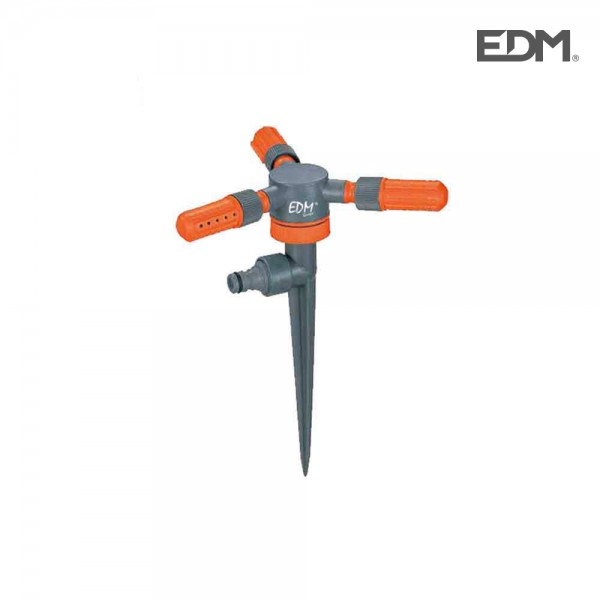 Aspersor rotativo de tres brazos con estaca