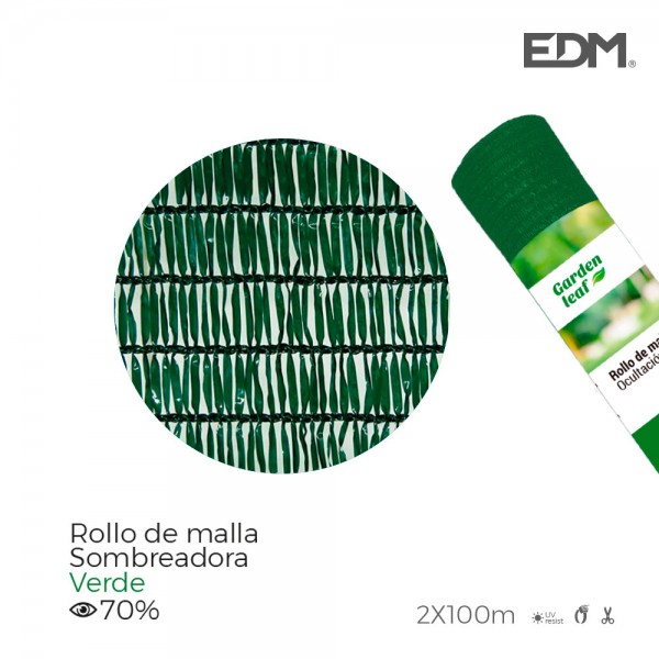 Rollo de malla sombreadora. color verde 70% 2x100m