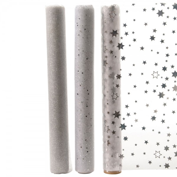 Camino de mesa de organza 3 modelos surtidos transparentes 35 x 200 cm