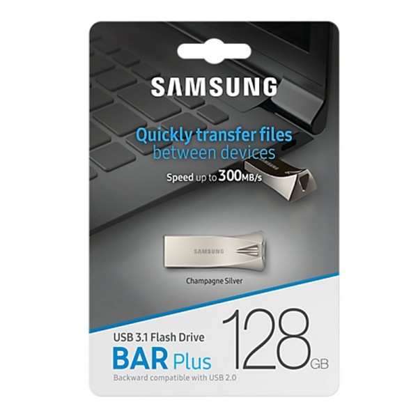 Samsung bar plus 128gb usb 3.1 champaign silver