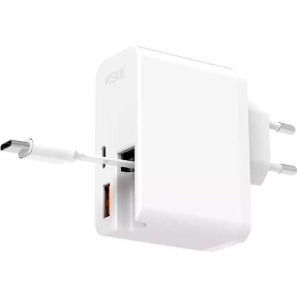 Ksix bcd65wb01 blanco / cargador ultrarrápido 65w con usb-c power delivery